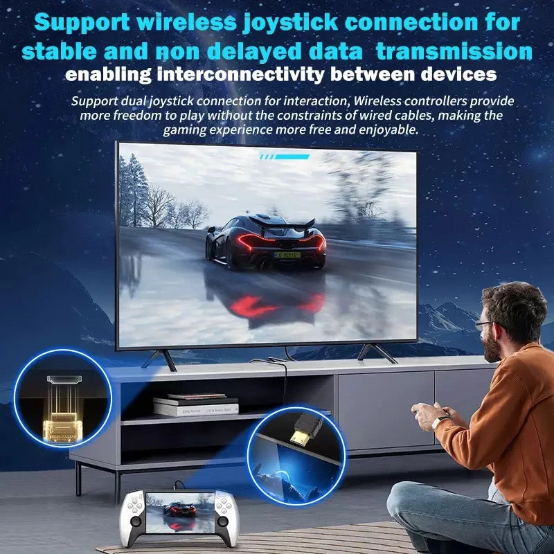 SF3500 5" FHD Retro Handheld Video Games Console 64GB 20000+ Classic Games TV-Out Portable Gaming Wi-Fi Player Controller