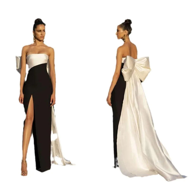 Mother of Bride Top Quality Banquet Wedding Guest Evening Prom Party Birthday Host Temperament Tube Top Bandage Light Luxury Evening Dress Maxi Long High Slit Mermaid Gowns Ladies Formal Clothing Supplies
