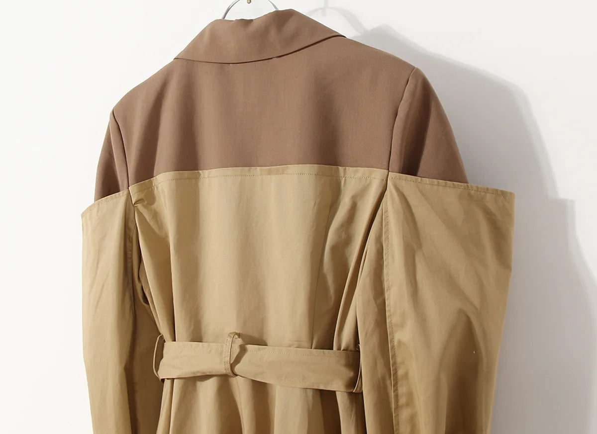 NEW Arrivals  Autumn Winter Vintage Unique Patchwork Lacing Slim Long England Elegant Baggy Pocket Trench Dress Windbreaker Coat Women's Jackets