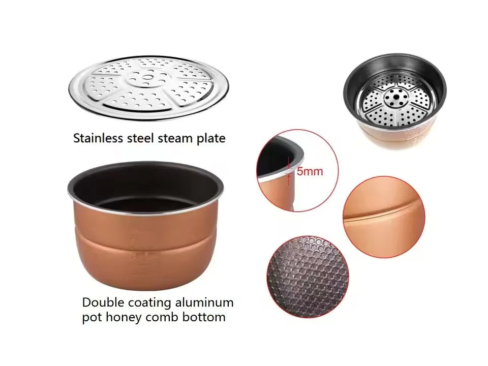 NEW Arrivals Programmable 5L Non-Stick 10-Function Integrated LED Display Energy-Saving Stainless Steel Top Quality Pressure Cooker English/French Operating Language UK/EU/AU/US Plug Household Appliances