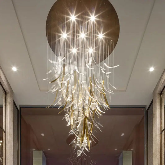 HOT SALE Villa Home Restaurants Hotel Lobby Luxury Glass Living Room Staircase Ceiling Chandelier Handmade Glass Customized Large Art Decor LED 50 Steel Crystal 90 Murano Chandelier Luxury Lighting Supplies