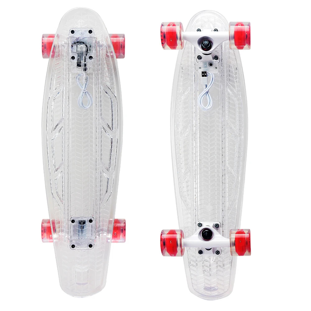 NEW LED Skateboard Transparent Skate Board Light Deck With Flashing LED Light Wheels