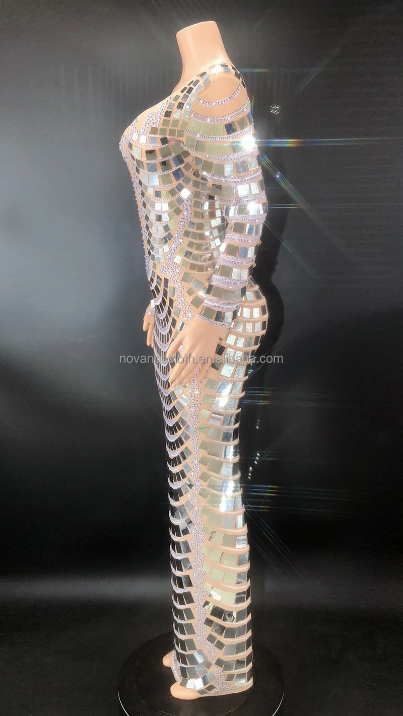 Luxury Glitter Mirror Sequin Formal Dresses Gold/Purple/Silvery Color  Evening Party Night Clubwear Birthday Party Dresses Women Formal Elegant Maxi Gown .