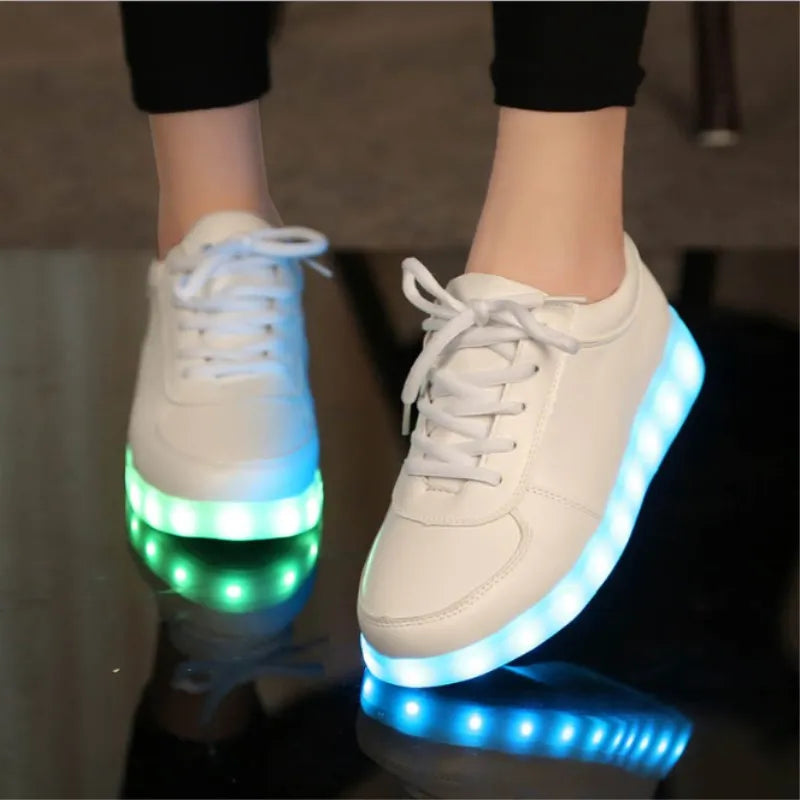 New USB Charging Led Shoes  Adults Light Up Sneakers  Men Women Glowing Rave Festival Party Night Clubwear Lovers' Shoes Luminous Shoes Black White Colors