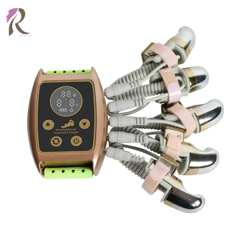 NEW Technology Portable Gravitational Diamond Finger Massager DC5V Lithium Battery Wireless Facial Neck Massage Skin Tightening Anti-Wrinkle Anti-Aging Rejuvenation System Machine Women Skin Care Supplies