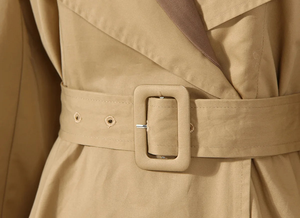 NEW Arrivals  Autumn Winter Vintage Unique Patchwork Lacing Slim Long England Elegant Baggy Pocket Trench Dress Windbreaker Coat Women's Jackets