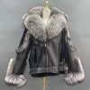 BEST PRICE S-2XL 8 Colors or Custom Color Design Natural Fox Fur Trim Coat Big Real  Fox Fur Collar Hooded Outerwear Jackets Women Sheepskin Leather Shearling Jacket Ladies Luxury Apparel Supplies