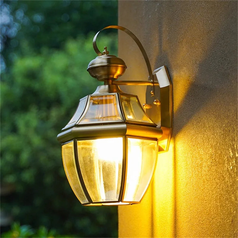 Villa Home Luxury Retro Outdoor Large Brass Wall Lamp 32/37/50cm Waterproof IP65 Sconces LED Lighting for Home Porch Courtyard