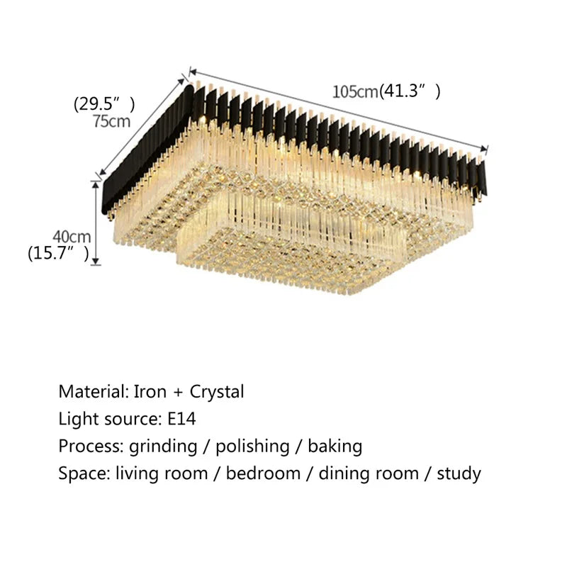 HOT SALE Villa Home Luxury K9 Crystal Ceiling Chandelier 5 Years Warranty Rectangle Ceiling Lighting Postmodern Luxury Crystal LED Lamps Fixtures Home for Living Room Dining Room Decoration Lighting Supplies