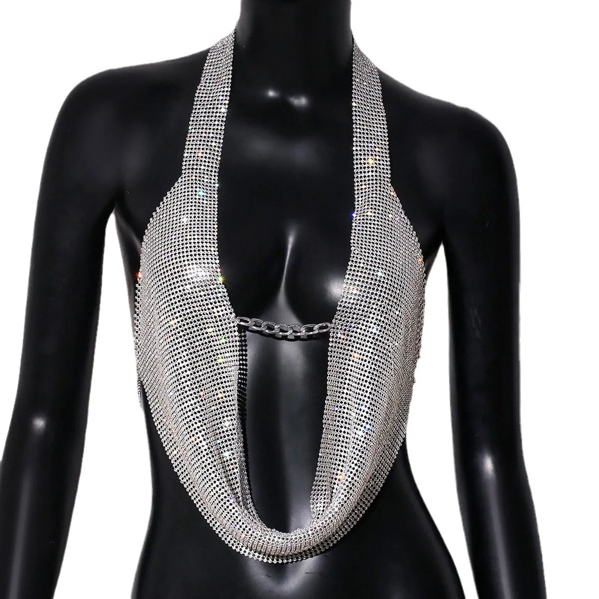 7 Colors Women's Sexy Metal Halter Neck Tank Top Nightclub Hot Girl Sling Women's Clothing Rhinestone Sequins Sling Female Cropped Luxury  Tank Top