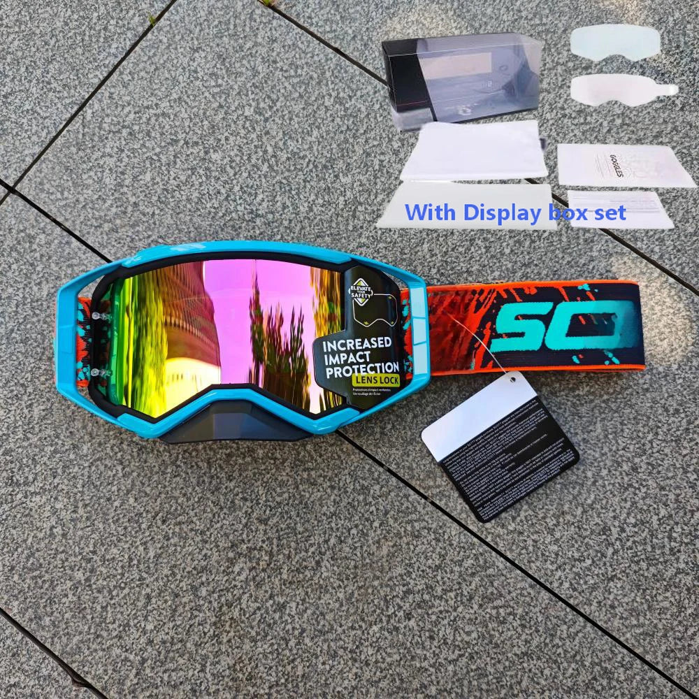 NEW American Motocross Motorcycle Top Quality Professional Goggles Halley Riding Eyewear Windproof Sports Glasses with Display Box Set