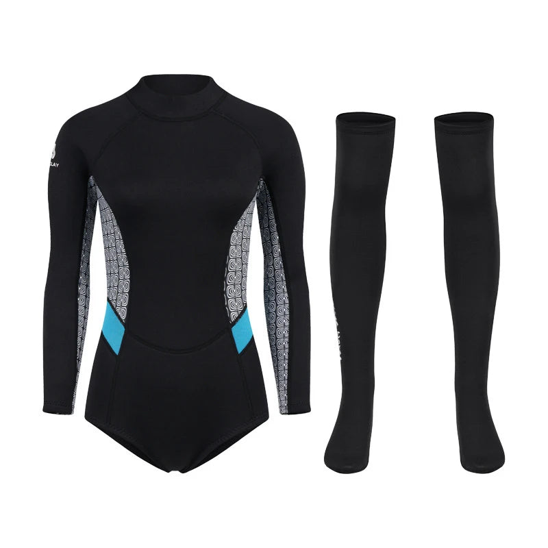 New Arrivals 2MM Neoprene Wetsuit Women's Long-Sleeved Warm Cold-Proof Surf Suit Suit Snorkeling Sunscreen Wetsuit Stockings Diving Scuba Underwater Fishing Water Sports Clothing Supplies