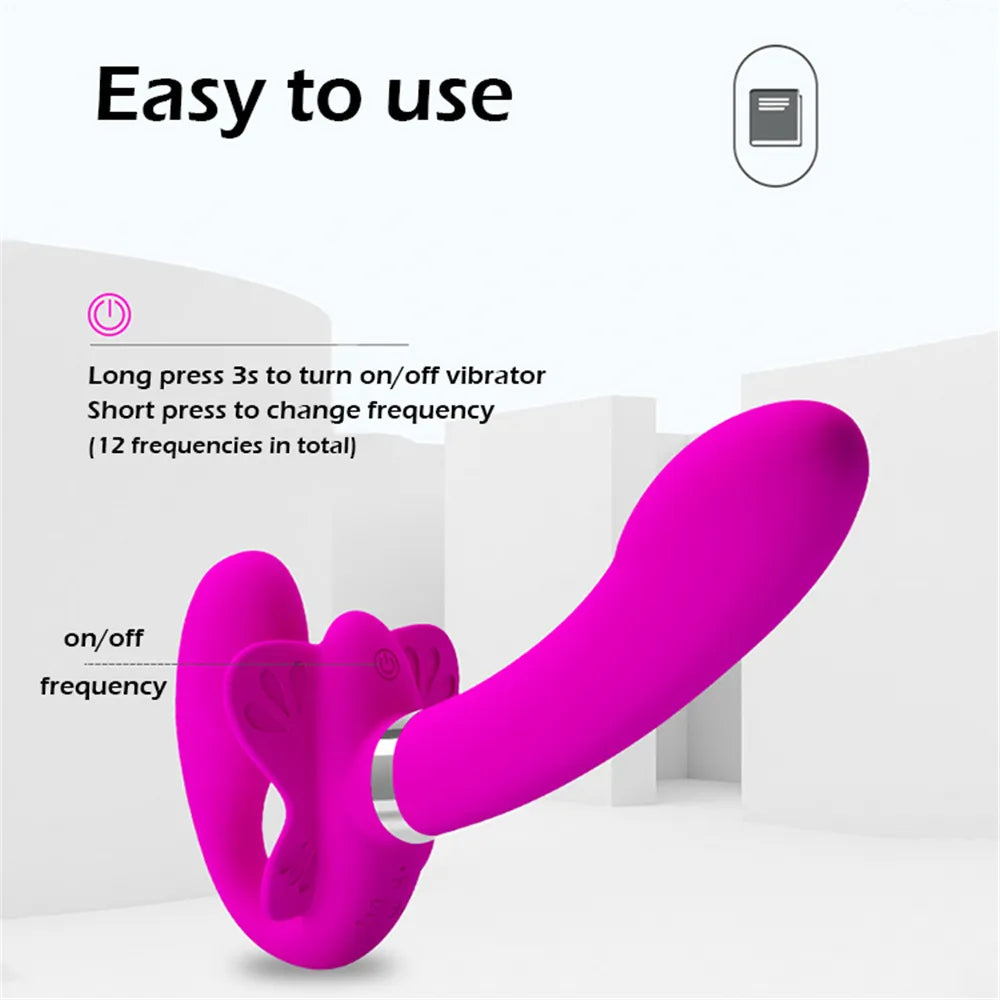 Strapless Strap-on Dildo Vibrators for Women Double-heads Vibrating Penis Lesbian Erotic Toys for Adult Sex Toys for Couples