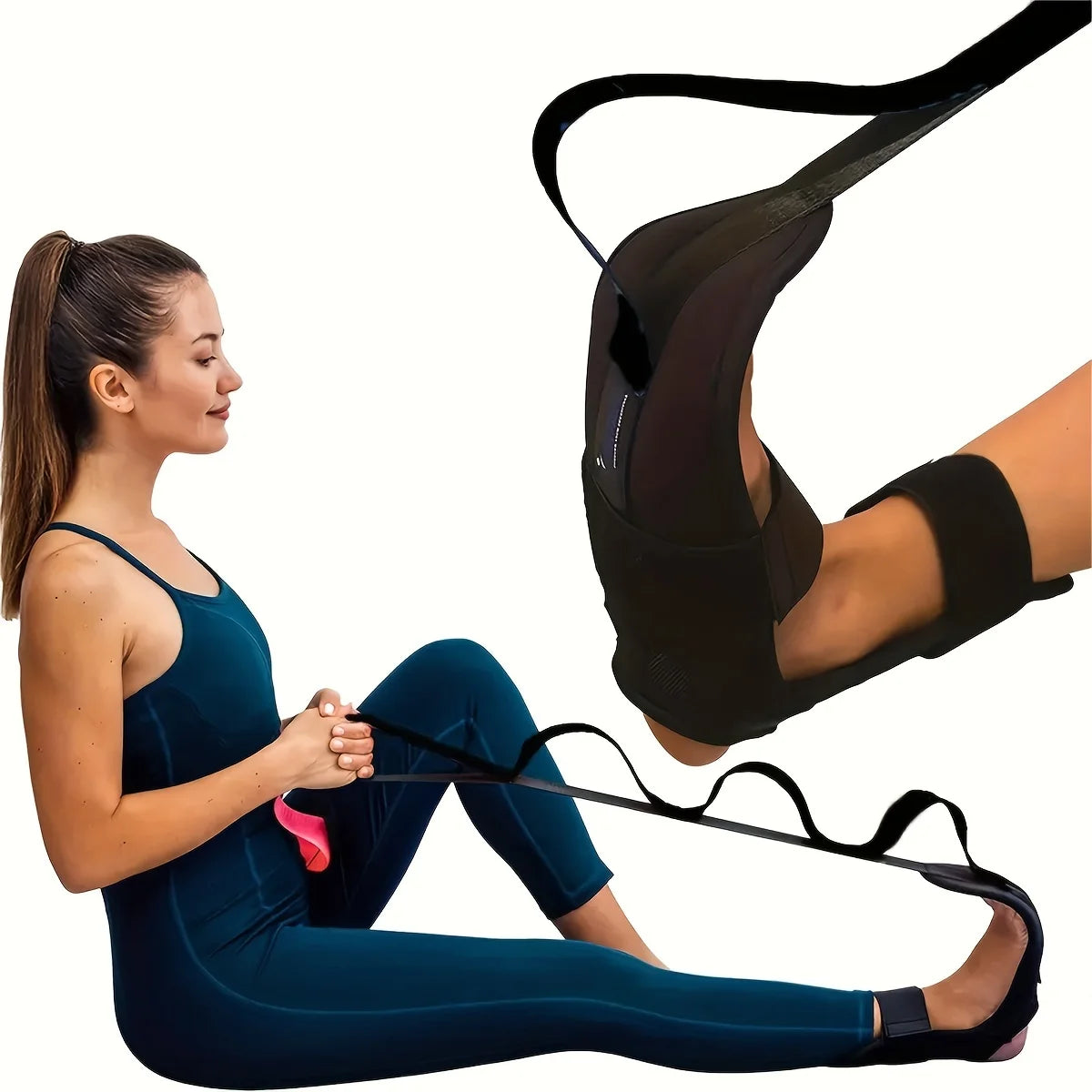 Home Gym Yoga Pilates Studio Unisex Foot Stretcher Strap Yoga Stretching Band Leg Stretch Belt Muscle Relaxation Flexibility Ankle Stretching Strap Women Men Workout Accessories