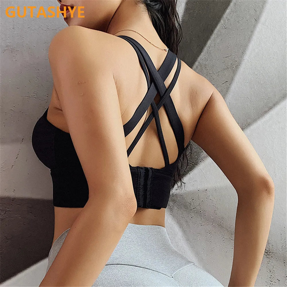 S-3XL Gym Push Up Bra Women Sports Bra Back Closure High Impact Workout Sport Top Crop Fitness Wear For Yoga Gym Brassiere Sportswear