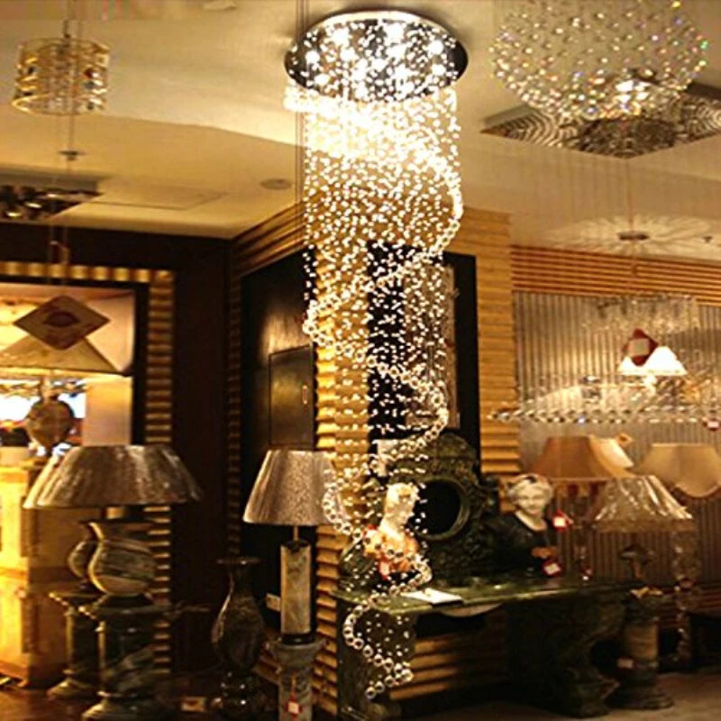 HOT SALE Villa Home Hotel Lobby Luxury K9 Crystal Spiral Chandelier Lights Decorative 5 Year Warranty Foyer Staircase Living Room  Hall Ceiling Lamp Ball Tassel Beads Pendant Lights