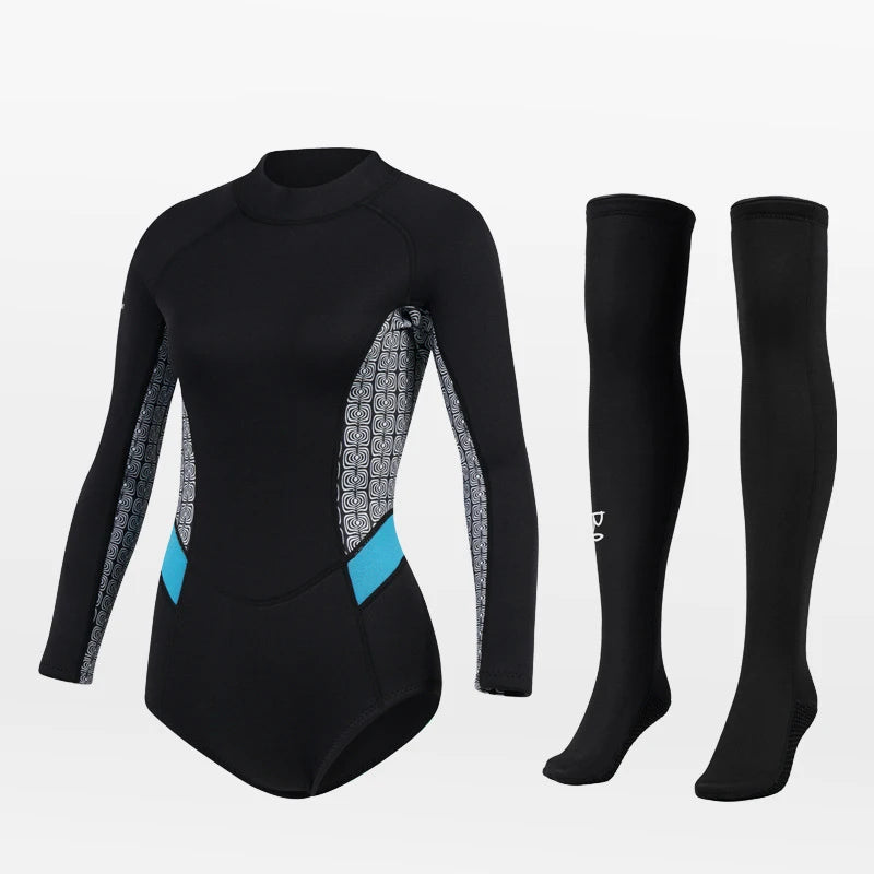 New Arrivals 2MM Neoprene Wetsuit Women's Long-Sleeved Warm Cold-Proof Surf Suit Suit Snorkeling Sunscreen Wetsuit Stockings Diving Scuba Underwater Fishing Water Sports Clothing Supplies