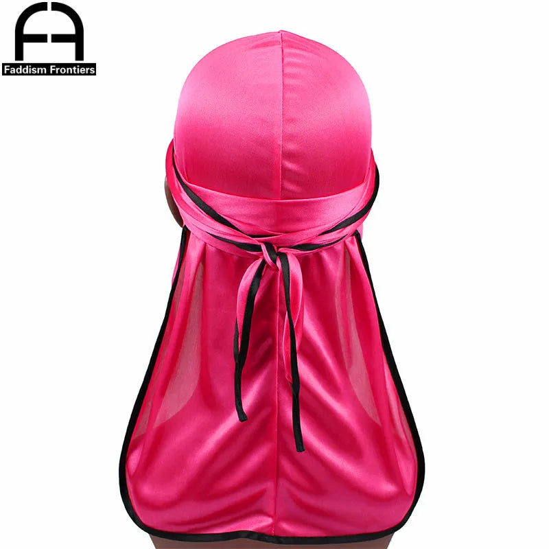 Men's Satin Durags Biker Headwear Skull Cap Bandana Men Silky Durag Doo Rag Turban Hat Headband Hair Accessories