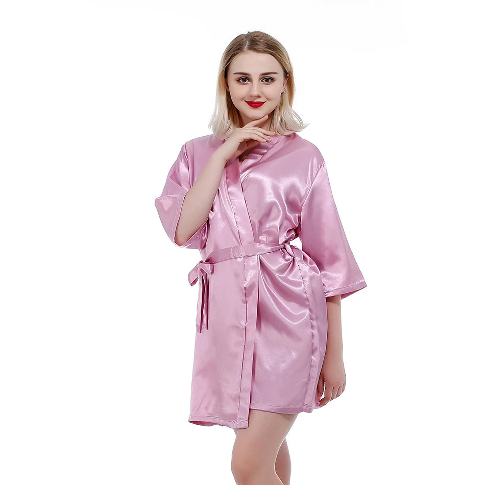 S-2XL Plus Size 14 Colors Sexy Large Size Sexy Satin Night Robe Lace Bathrobe Perfect Wedding Bride Bridesmaid Robes Dressing Gown For Women