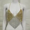 Gold/Silvery Color Sexy Backless Crop Top Femme V Neck Camis Halter Hollow Out Sexy Summer Spring Tanks Party Sexy Tops for Women Clubwear EYX611