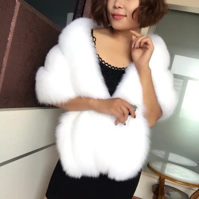 Silver Fox/Gray/White Color New Fashion Lady Luxury Natural Silver Fox Fur Wraps Warmer Genuine Fox Fur Neck Natural Real Fur Coat Women Luxury Apparel Accessories