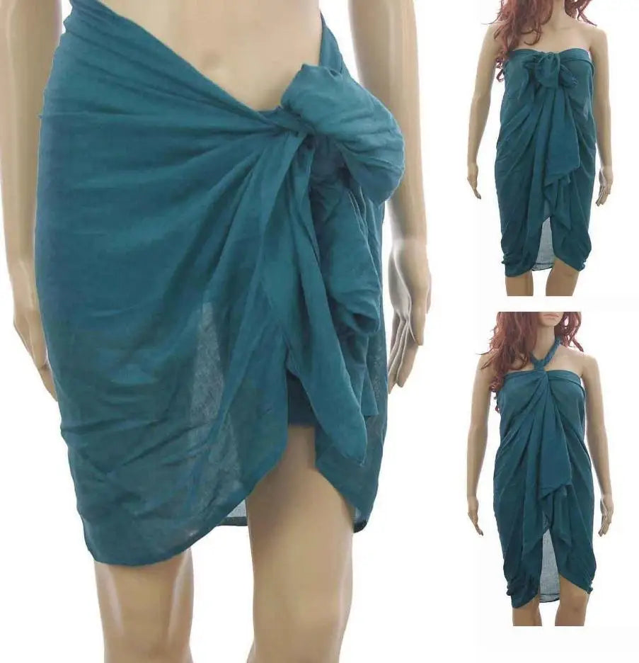Plain Large Free Size 180cm x 100cm Sarong Beach Water Pool  Cover Up Skirts Scarves Swimwear Wrap Pareo Women Sexy Swimsuit Cover Ups