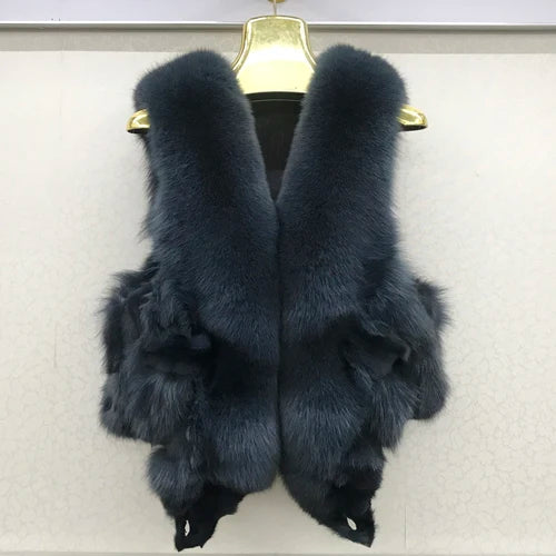 NEW Arrivals S-3XL 6 Colors Italian Design Style Women Winter Luxury Natural Fox Fur Vest Warm Soft 100% Genuine Fox Fur Gilet Lady High Quality Real Fox Fur Sleeveless Coat