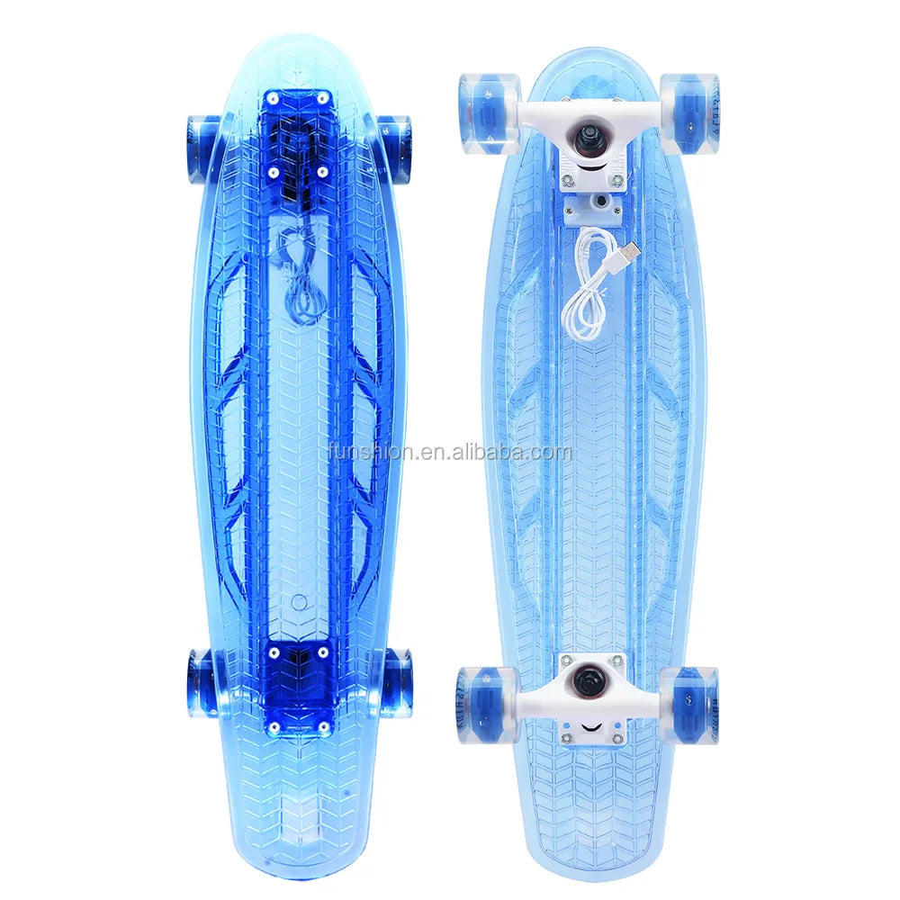 NEW LED Skateboard Transparent Skate Board Light Deck With Flashing LED Light Wheels