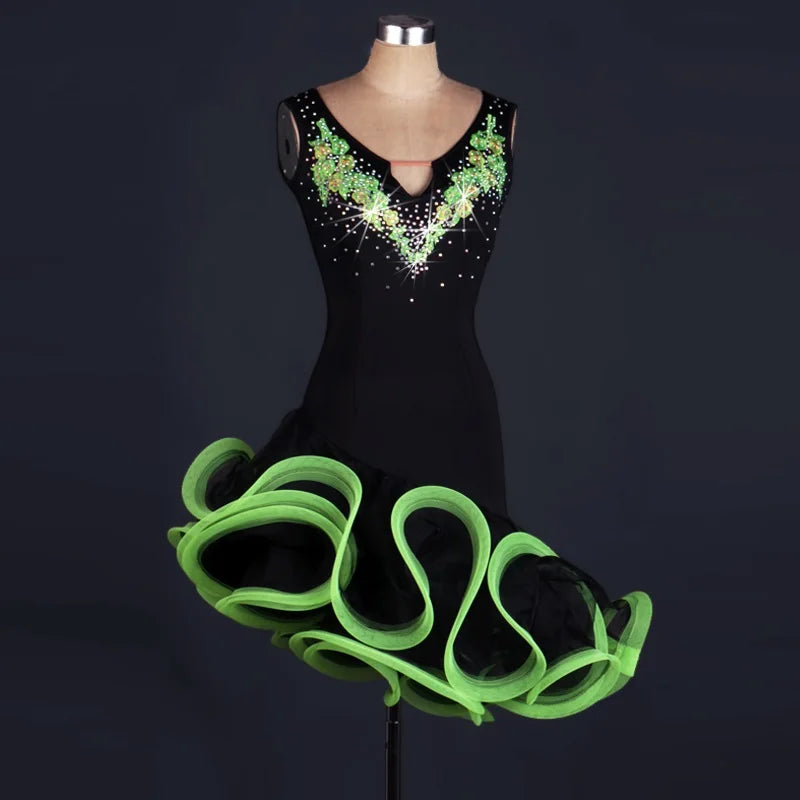 NEW Arrivals S-2XL 3 Colors Cha Cha Rumba Samba tango salsa Latin Dance Dress Women Ballroom Competition Dancing Dresses Latin Adults/kids for Children Ladies