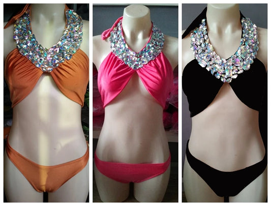 NEW Arrivals Latest Women Sexy Crystal Rhinestone Swimsuit High Halter Bikini Diamond Swimwear Girls Ladies Luxury Beach Wear