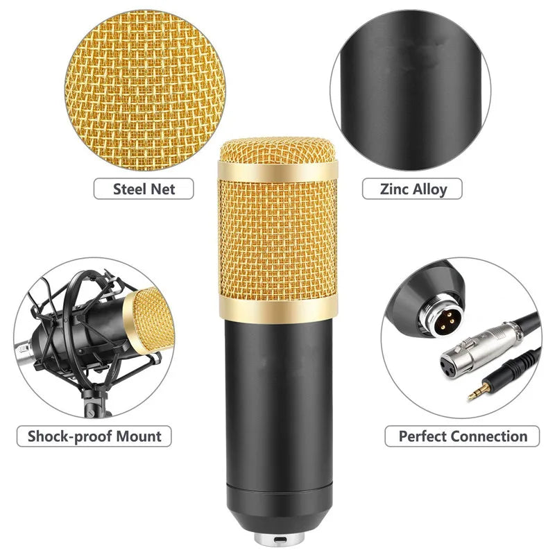 BM-800 Professional Condenser Microphone Kit BM 800 Karaoke Studio Mic For Recording Computer With Shock Mount+Foam Cap+Cable