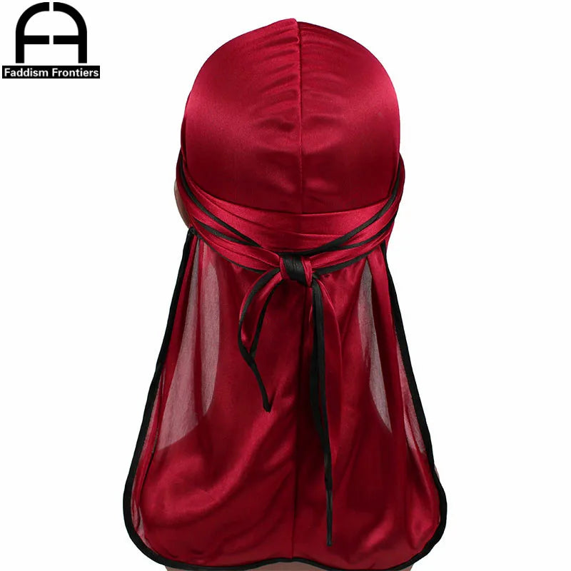 Men's Satin Durags Biker Headwear Skull Cap Bandana Men Silky Durag Doo Rag Turban Hat Headband Hair Accessories