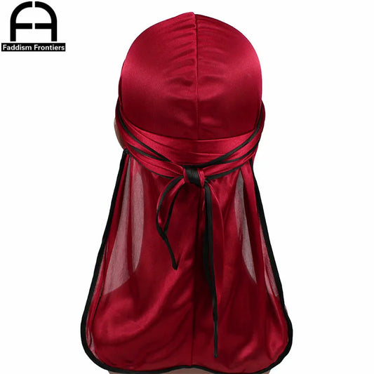 Men's Satin Durags Biker Headwear Skull Cap Bandana Men Silky Durag Doo Rag Turban Hat Headband Hair Accessories
