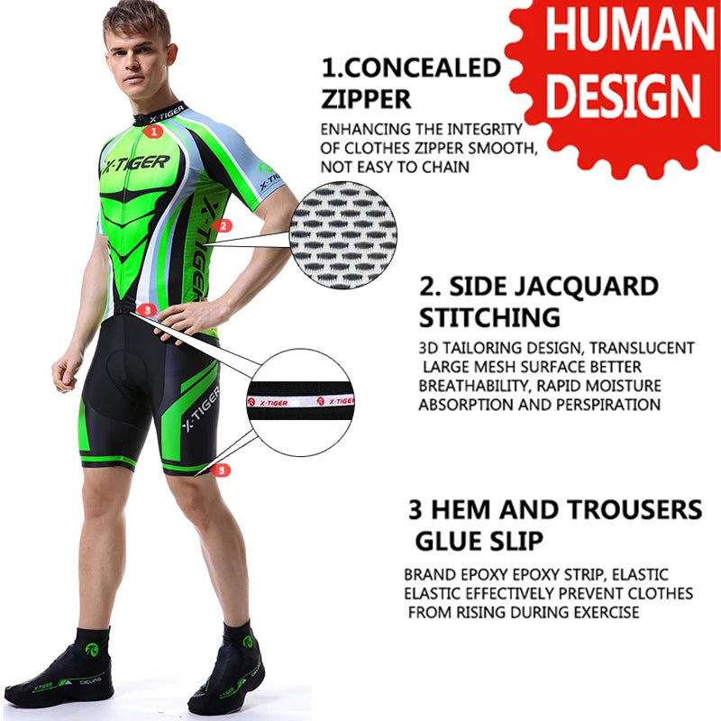 Pro Cycling Jersey set Neon Green MTB Racing Bike Clothes Summer Mountain Bicycle Clothing Cycling Set Cycling Wear