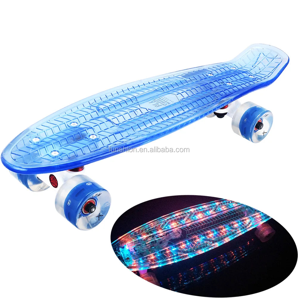 NEW LED Skateboard Transparent Skate Board Light Deck With Flashing LED Light Wheels