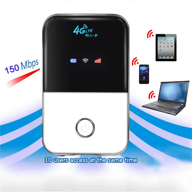 4G PRO LTE Pocket WI-FI Wireless Router Outdoor Travel Camping Fast Network Internet Access Car Mobile Hotspot Wireless Broadband Unlocked Modem With Sim Card Slot