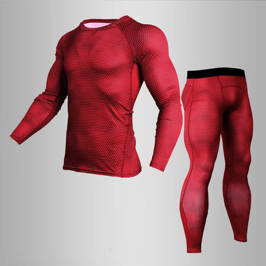 NEW 2PCS Set 5 Colors MMA 3D Thermal Underwear Men Compression  Thermal Long Sleeve T Shirt Men Fitness Bodybuilding Skin Tight Leggings Outdoor Gym Cycling Sports Clothing Supplies
