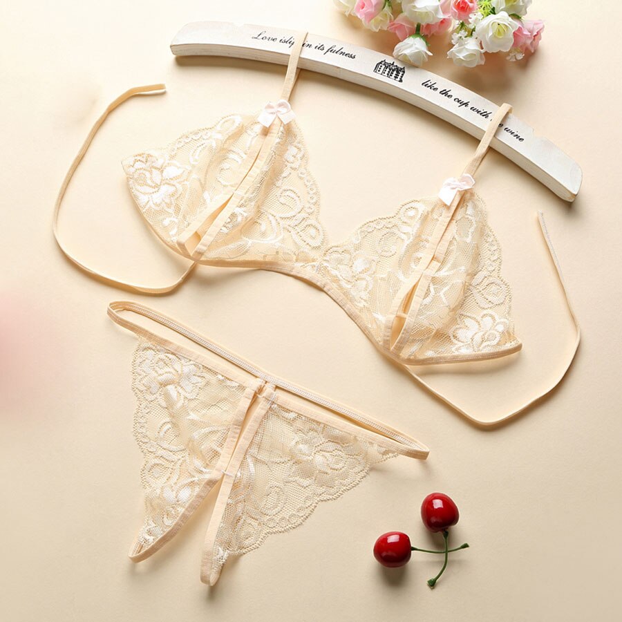 Lace Lingerie Set Sexy Women Open Bra Intimo Donna Sexy Hot Erotic Porno Exotic Apparel Transparent Lenceria Langerie Underwear