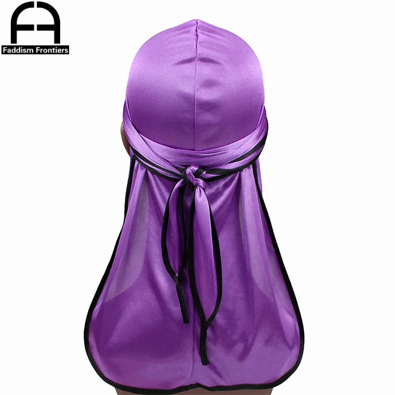 Men's Satin Durags Biker Headwear Skull Cap Bandana Men Silky Durag Doo Rag Turban Hat Headband Hair Accessories