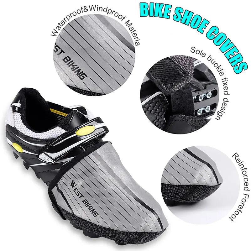 Windproof Road MTB Bike Shoes Cover Half Palm Reflective Waterproof Cycling Overshoes Equipment Bicycle Shoe Cover