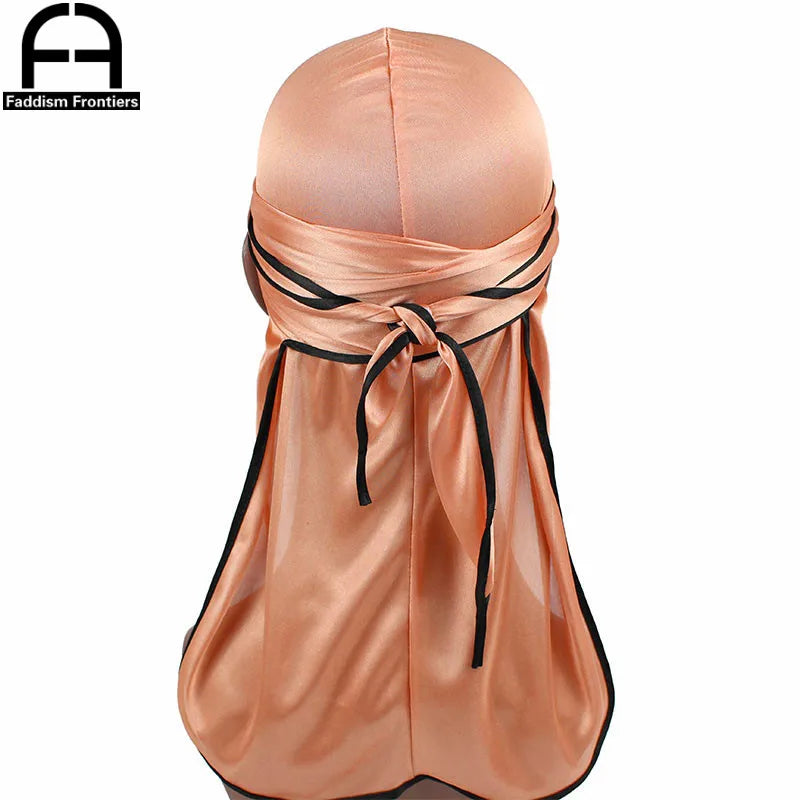 Men's Satin Durags Biker Headwear Skull Cap Bandana Men Silky Durag Doo Rag Turban Hat Headband Hair Accessories