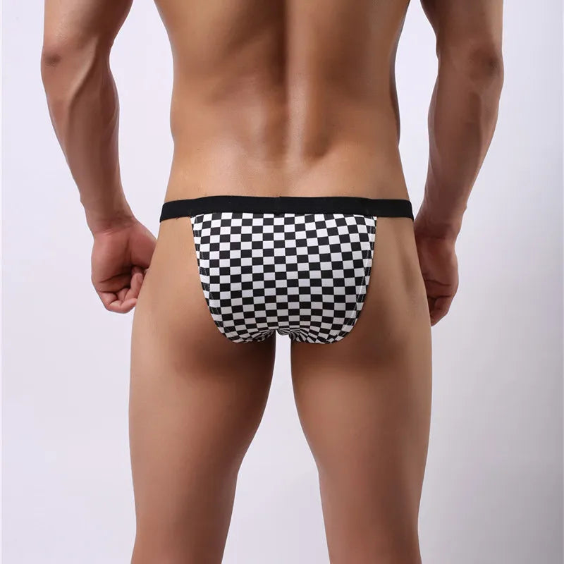 Sexy Men's Briefs Plaid Low Waist Cotton Men Underwear Briefs Gay Pouch Wonderjock Mens Underpants Male Panties Hight Quality