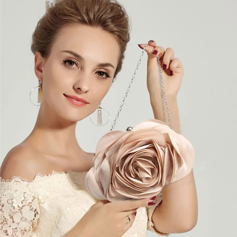 Hot Sale Evening Bag Flower Bride Small Purse Full Dress Party Handbag Wedding Wallet Women Floral Chain Lady Clutches