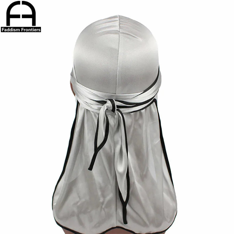 Men's Satin Durags Biker Headwear Skull Cap Bandana Men Silky Durag Doo Rag Turban Hat Headband Hair Accessories