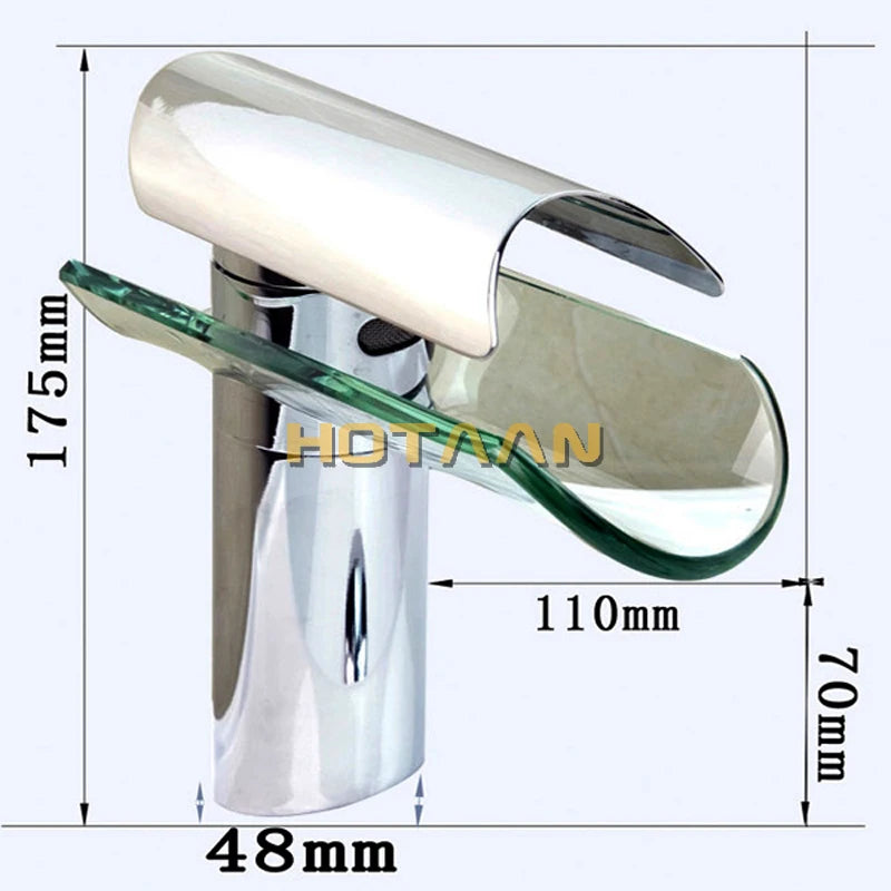 Copper Chrome Waterfall Bathroom Faucet Bathroom Basin Hot and Cold Water Mixer Brass Lavatory Tap Torneira 5019