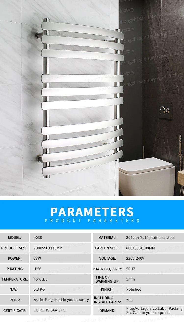 New Design Electric Wall Mounted Hung Heated Towel Rail Towel Radiator Clothes Towels Heating Dryer Rack Home Bathroom Hotels Clothing Supplies (After Sale Service: Online Technical Support)