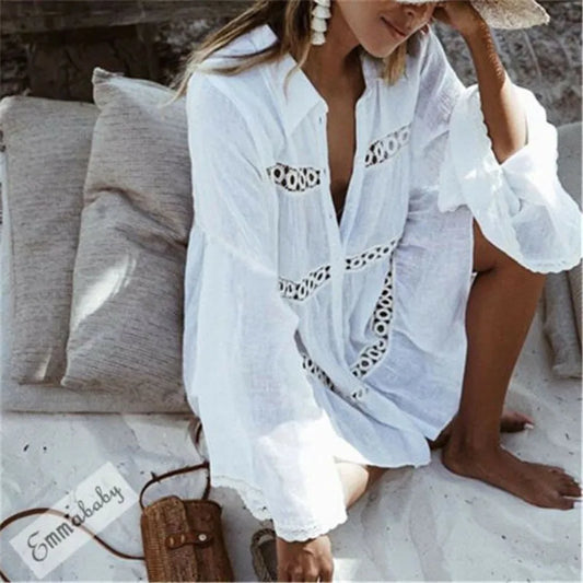 Women Beach Cover Up Lace Hollow Crochet Swimsuit Beach Dress Women Summer Ladies Cover-Ups Bathing Suit Beach Wear Tunic