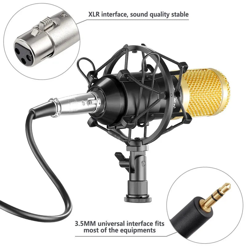 BM-800 Professional Condenser Microphone Kit BM 800 Karaoke Studio Mic For Recording Computer With Shock Mount+Foam Cap+Cable