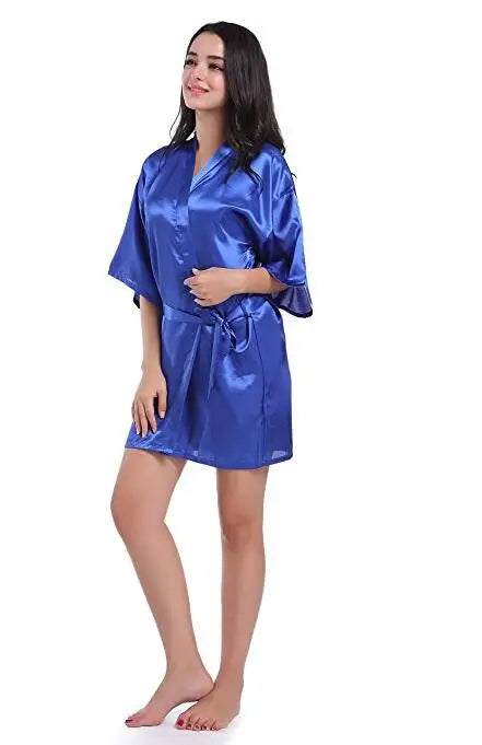 S-2XL Plus Size 14 Colors Sexy Large Size Sexy Satin Night Robe Lace Bathrobe Perfect Wedding Bride Bridesmaid Robes Dressing Gown For Women