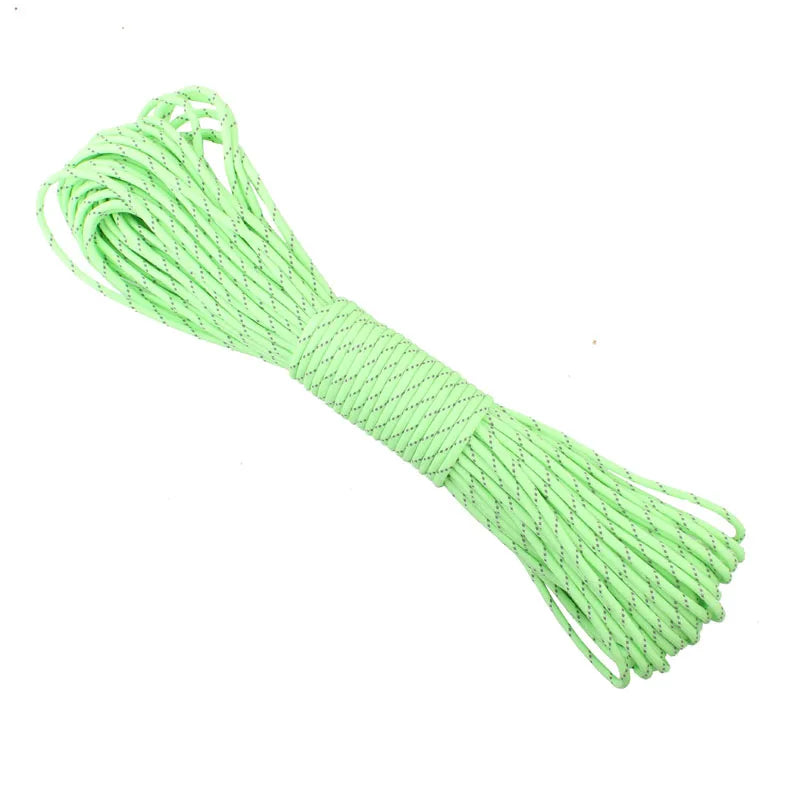 100Ft, 9 Strands Reflective Cores Luminous Glow in the Dark & Reflective Paracord Parachute Cord Lanyard 25 50 100 Feet Outdoor Camping